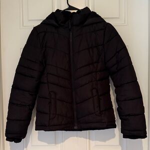 SO Kids Black Hooded Puffer Jacket